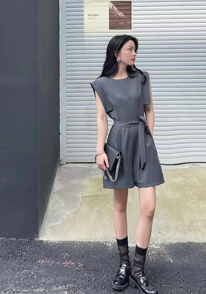 [Drapped suit jumpsuit]