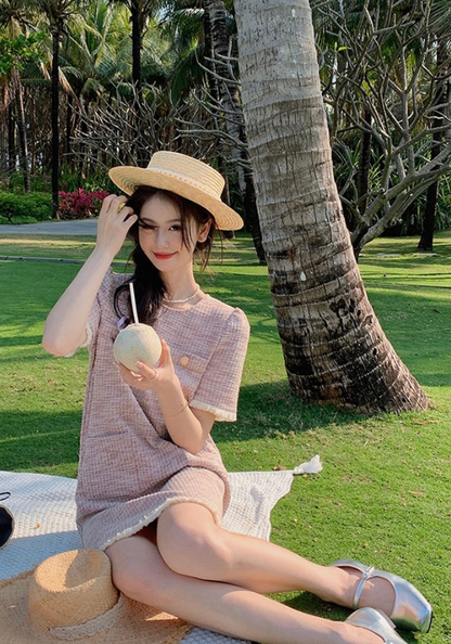 名媛女神范小香風連身裙
