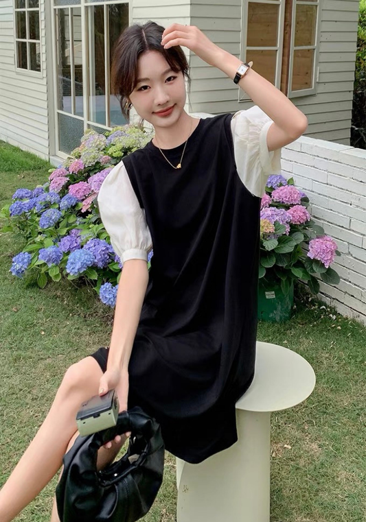 [Korean style loose contrast color dress]