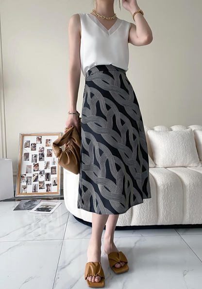 [Vintage spiral print skirt]