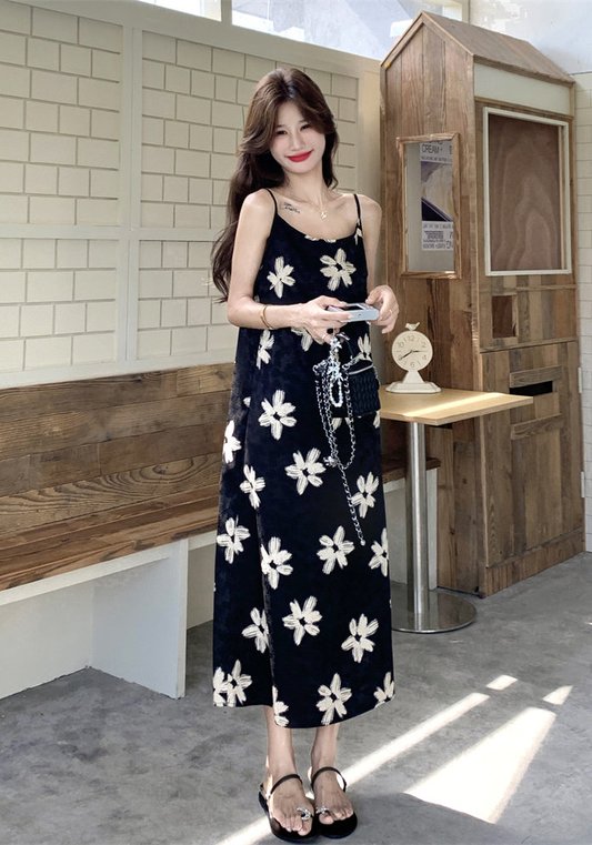 簡約花黑裙