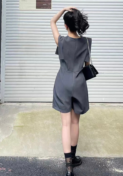 [Drapped suit jumpsuit]