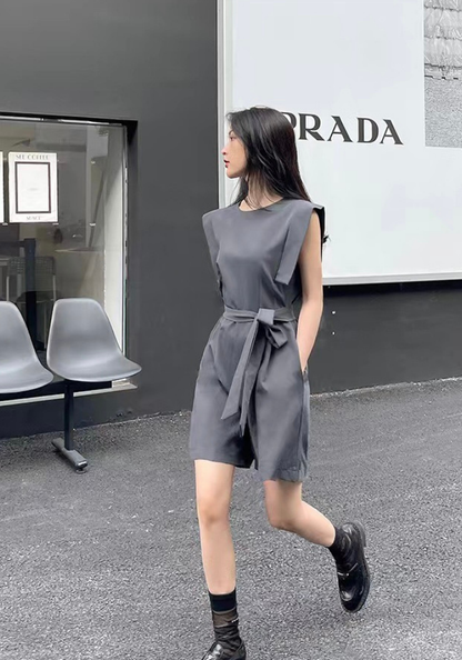 [Drapped suit jumpsuit]