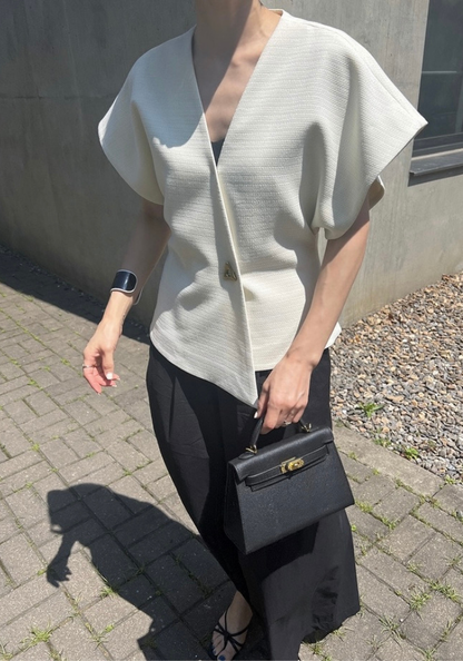 [One button asymmetrical vest suit vest]