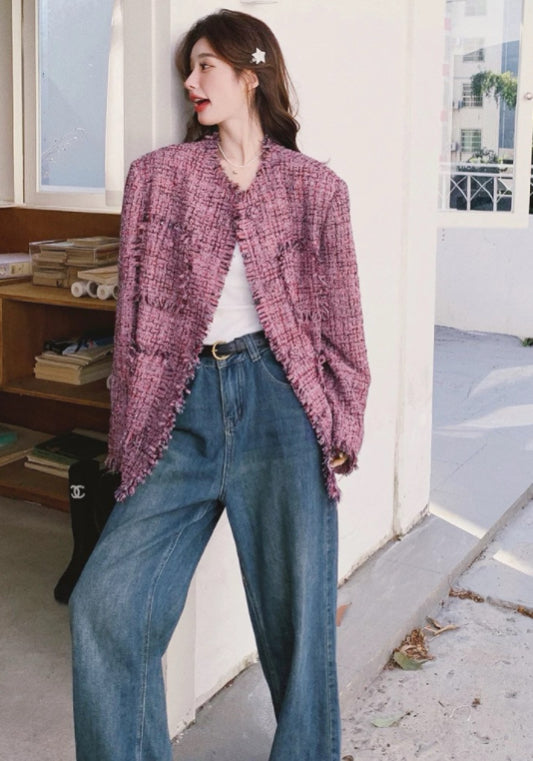 粉紫小香風外套