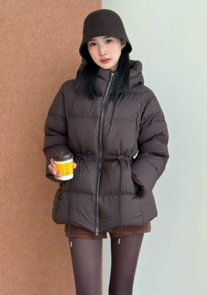 抽繩收腰羽絨服