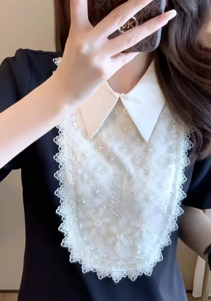 Polo collar beaded skirt