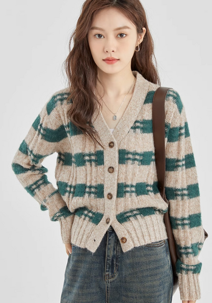 Premium green striped sweater
