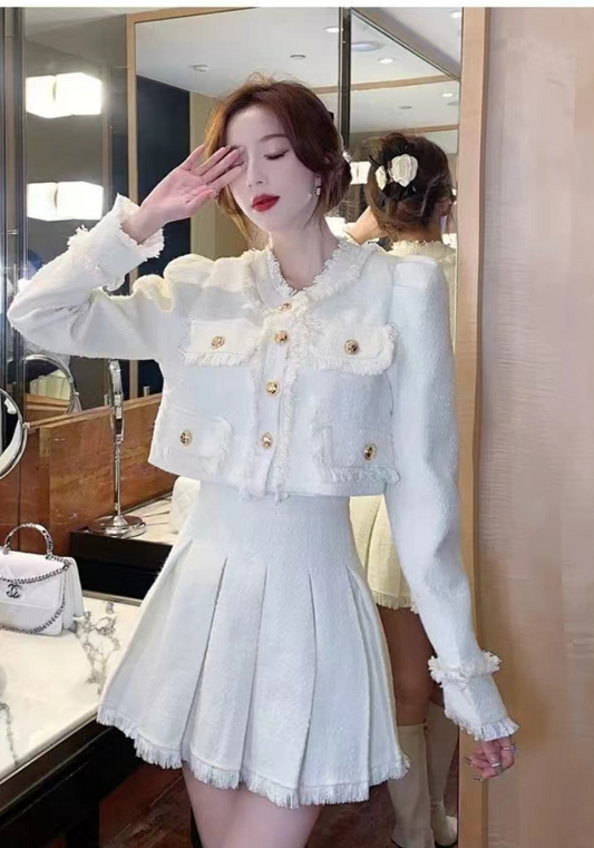 Xiaoxiang style high waist skirt suit