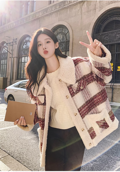 red striped wool coat