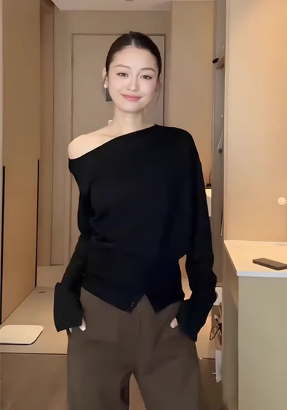 Designer off-shoulder long sleeves