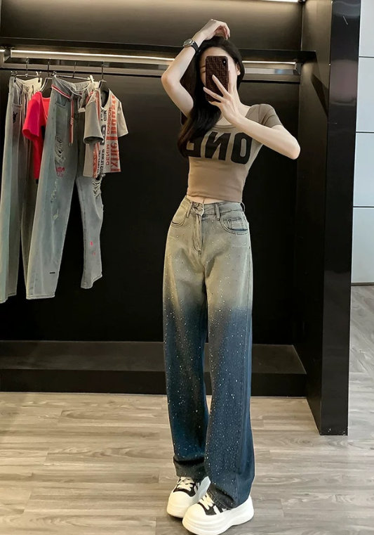 Full diamond gradient jeans