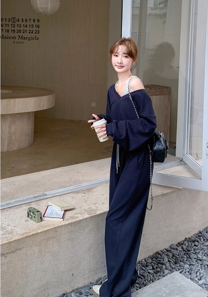 Fake two piece off shoulder suit