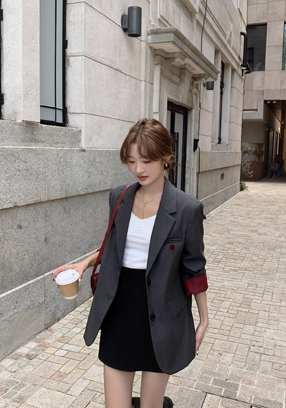 Premium red button suit
