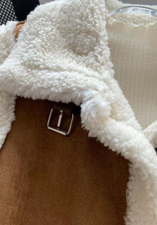 卡其羊羔毛馬甲