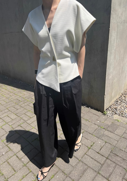 [One button asymmetrical vest suit vest]