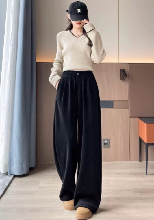 Corduroy straight-leg pants