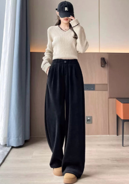 Corduroy straight-leg pants