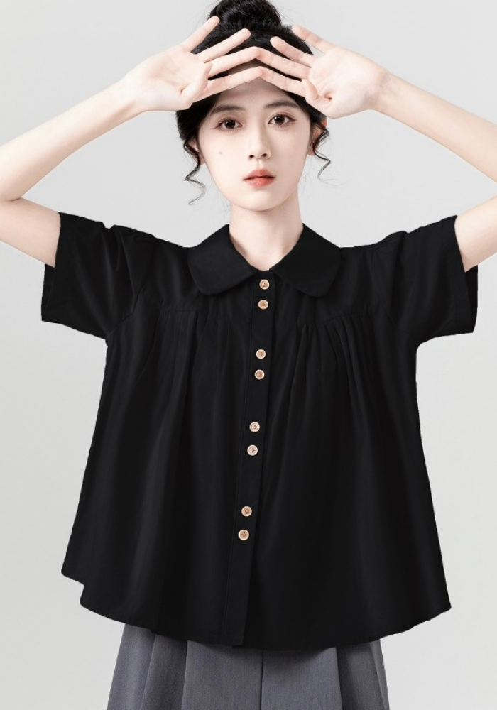 [Polo collar puff sleeve doll shirt]