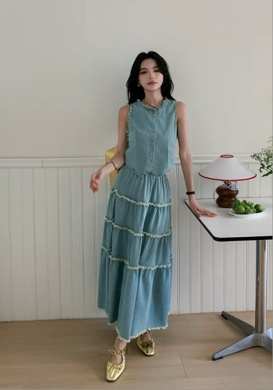 藍色牛仔套裝