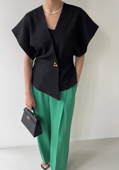 [One button asymmetrical vest suit vest]