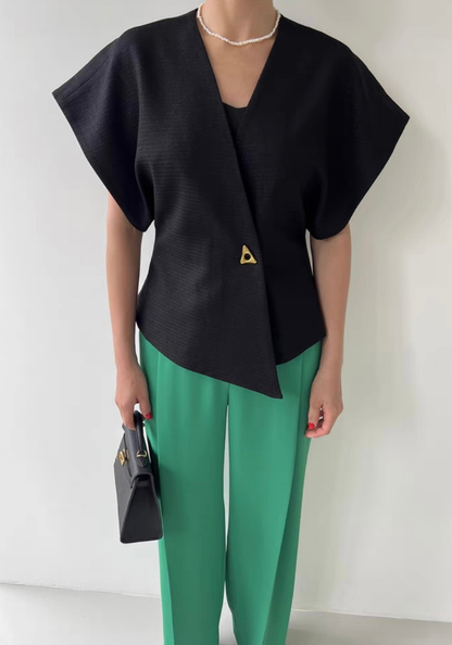 [One button asymmetrical vest suit vest]
