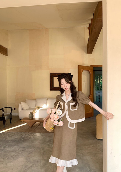 [Coffee-colored temperament small fragrance set]