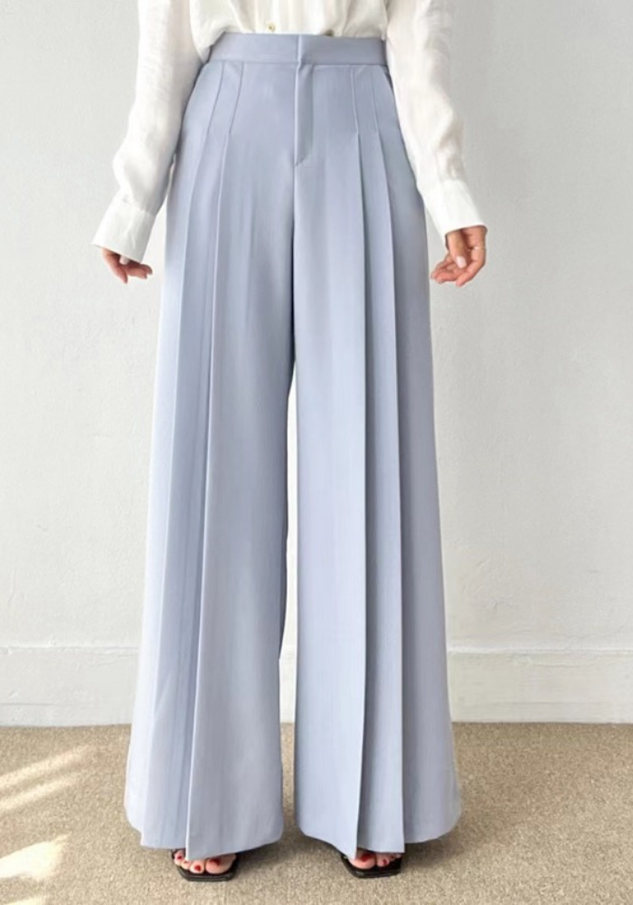 [Korean style high-waisted wide-leg suit pants]