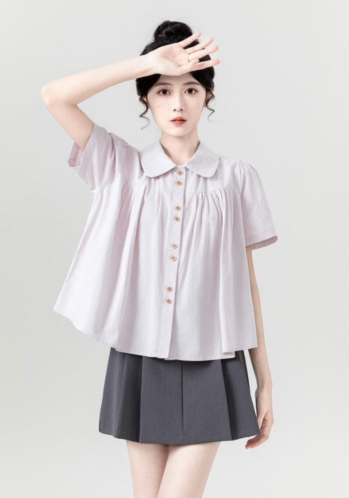 [Polo collar puff sleeve doll shirt]