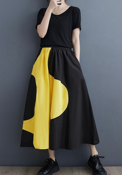 Korean style patchwork A-line skirt