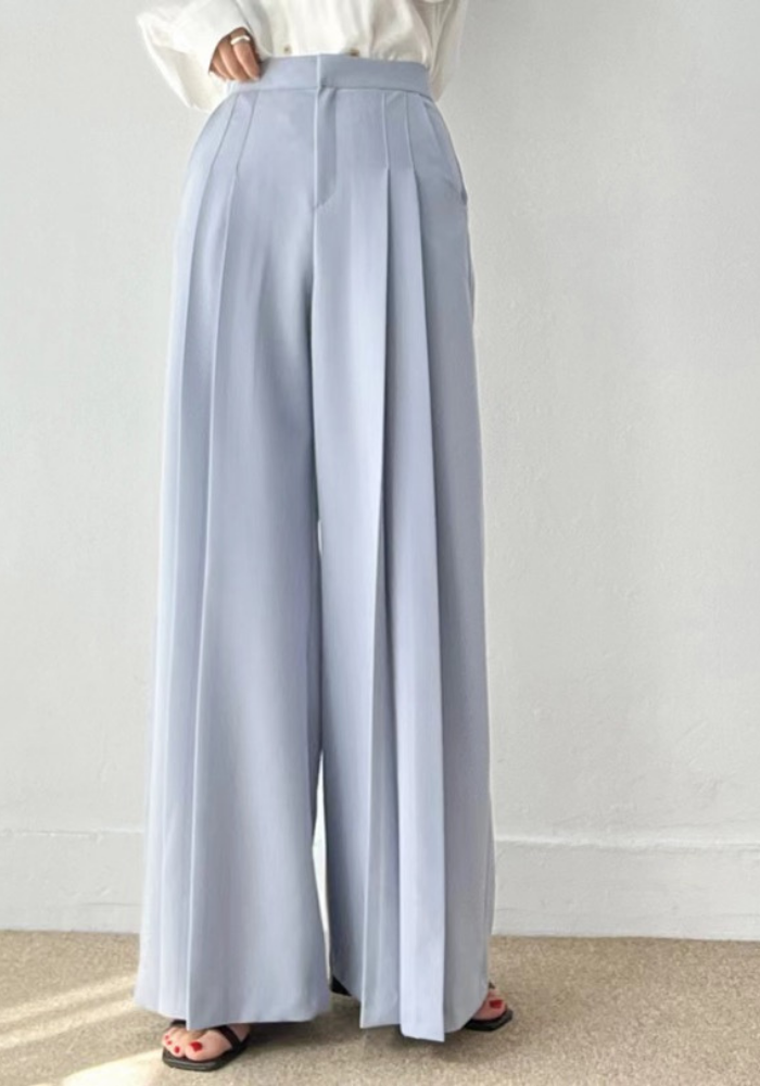 [Korean style high-waisted wide-leg suit pants]