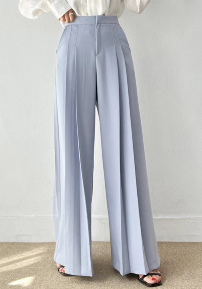 [Korean style high-waisted wide-leg suit pants]