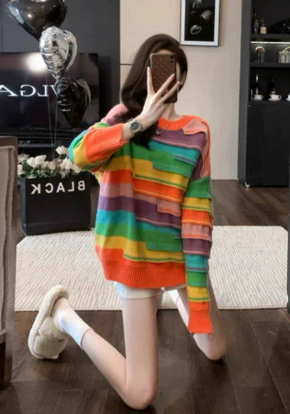 彩色條紋毛衣