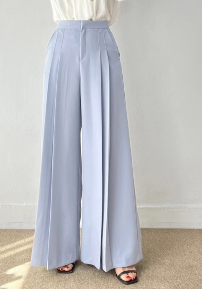 [Korean style high-waisted wide-leg suit pants]