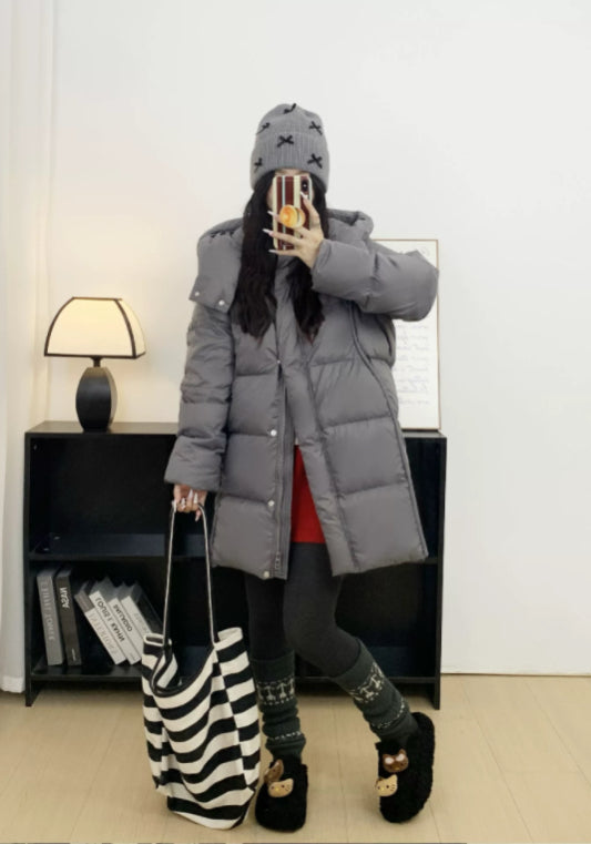 中長款連帽羽絨服