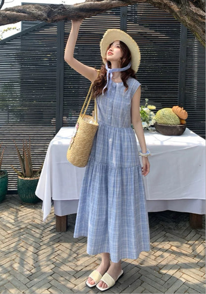 藍色格子裙