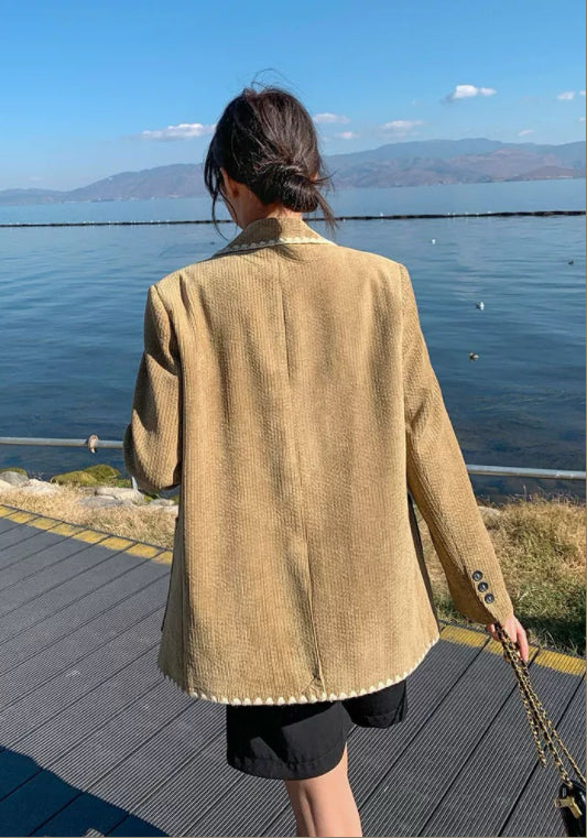 卡其燈芯絨西裝