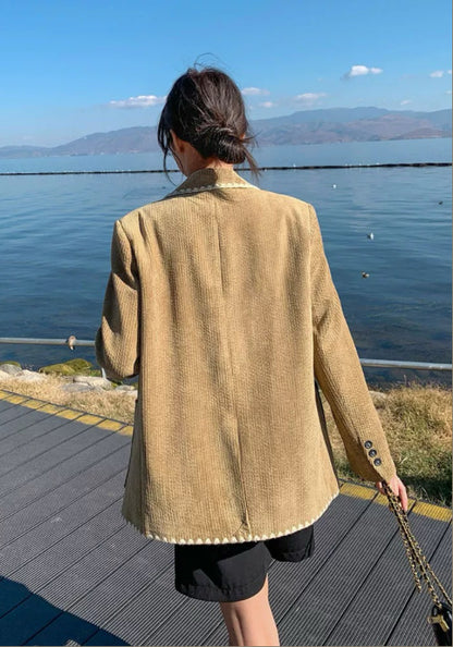 卡其燈芯絨西裝
