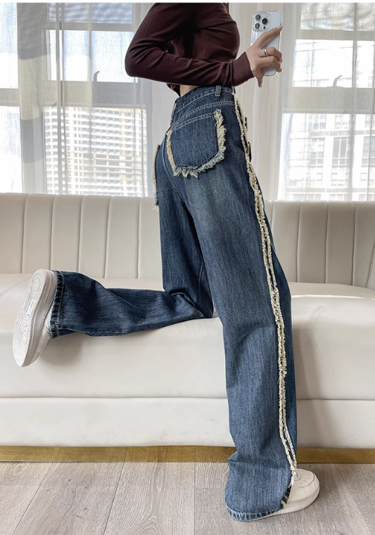 Raw edge jeans