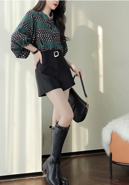 Retro printed chiffon shirt