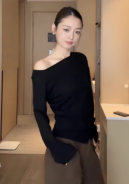 Designer off-shoulder long sleeves