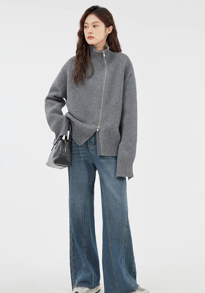 turtleneck zipper sweater