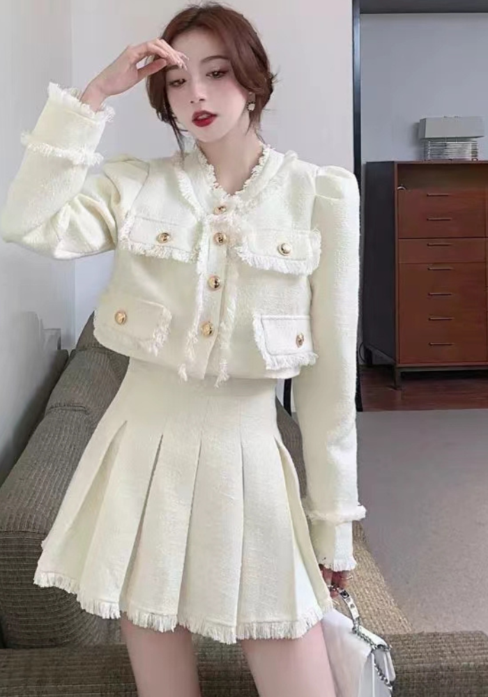 Xiaoxiang style high waist skirt suit