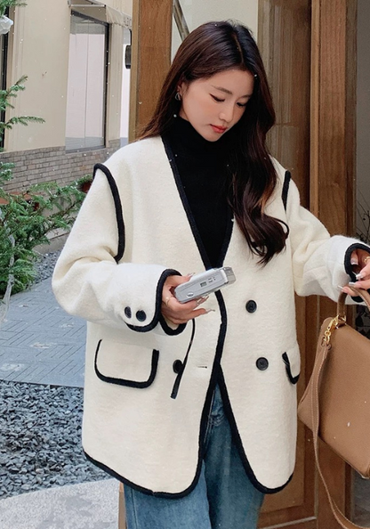 Xiaoxiangfeng black edge wool jacket