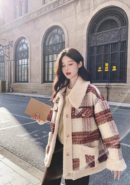 red striped wool coat