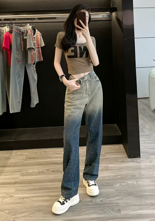 Full diamond gradient jeans