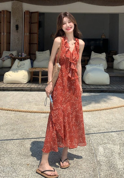 红色碎花裙