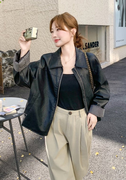 黑色皮衣外套