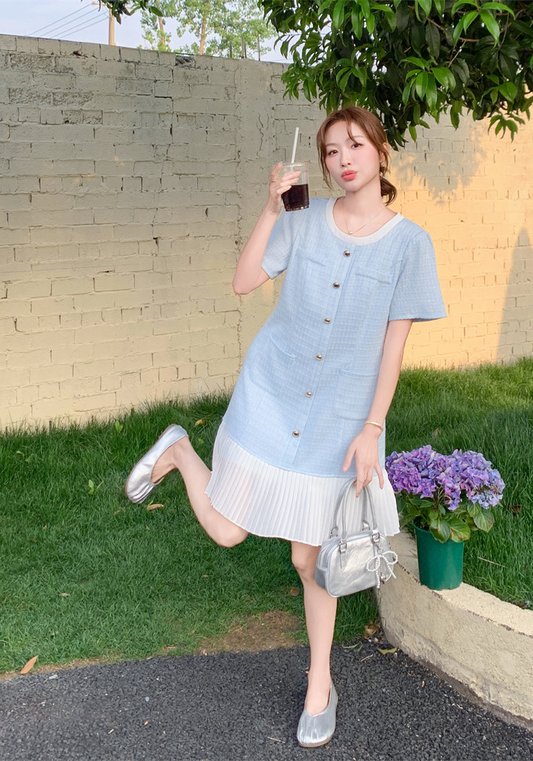 藍色小香風裙