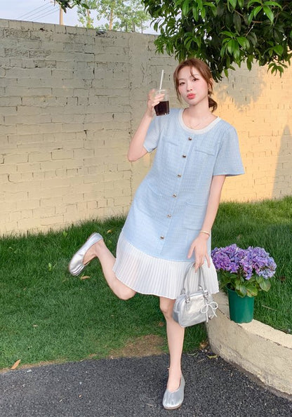 藍色小香風裙